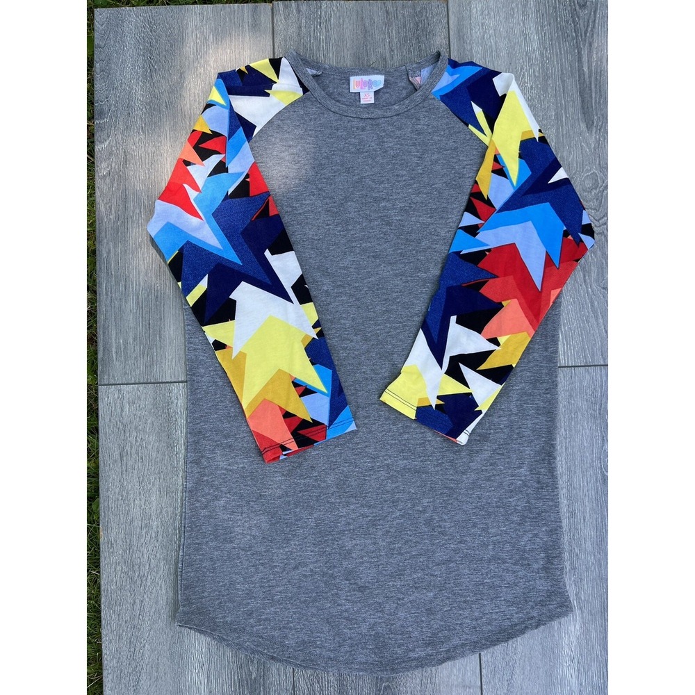 Lularoe XS Randy women top Multicolor gray with sleeves